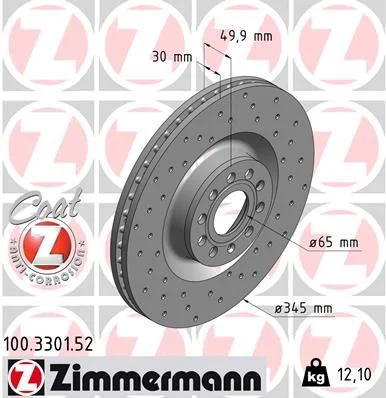 Stabdžių diskas ZIMMERMANN 100.3301.52