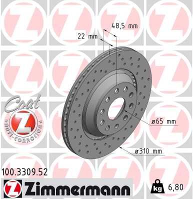 Brake Disc ZIMMERMANN 100.3309.52