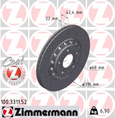 Stabdžių diskas ZIMMERMANN 100.3311.52