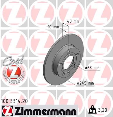 Stabdžių diskas ZIMMERMANN 100.3314.20