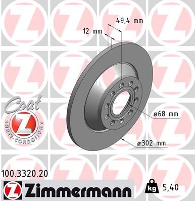 Stabdžių diskas ZIMMERMANN 100.3320.20