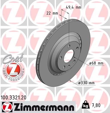 Гальмівний диск ZIMMERMANN 100.3321.20