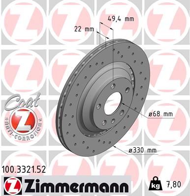 Гальмівний диск ZIMMERMANN 100.3321.52