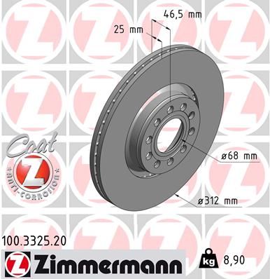 Гальмівний диск ZIMMERMANN 100.3325.20