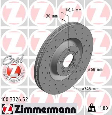 Гальмівний диск ZIMMERMANN 100.3326.52