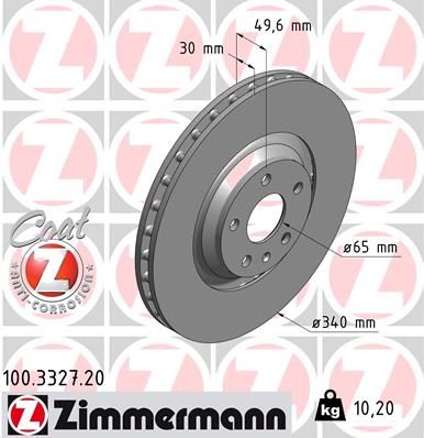 Гальмівний диск ZIMMERMANN 100.3327.20