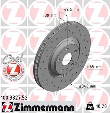 Stabdžių diskas ZIMMERMANN 100.3327.52