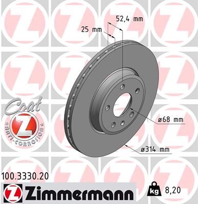 Гальмівний диск ZIMMERMANN 100.3330.20