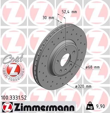 Гальмівний диск ZIMMERMANN 100.3331.52