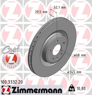 Stabdžių diskas ZIMMERMANN 100.3332.20