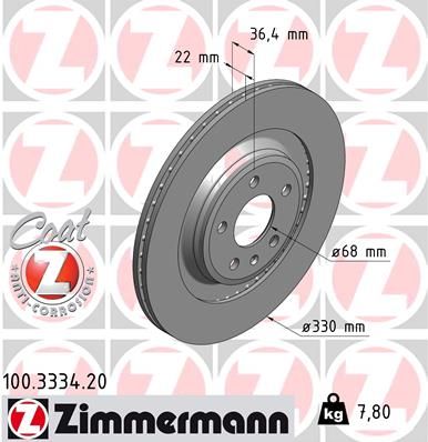 Stabdžių diskas ZIMMERMANN 100.3334.20