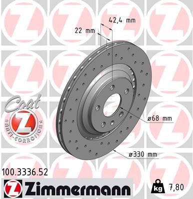 Гальмівний диск ZIMMERMANN 100.3336.52