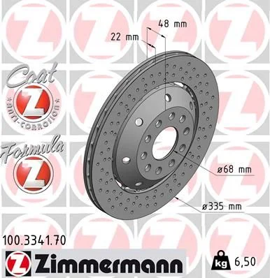 Stabdžių diskas ZIMMERMANN 100.3341.70
