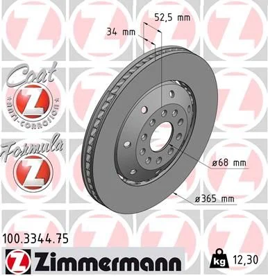 Stabdžių diskas ZIMMERMANN 100.3344.75