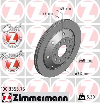 Гальмівний диск ZIMMERMANN 100.3353.75