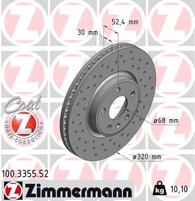 Stabdžių diskas ZIMMERMANN 100.3355.52