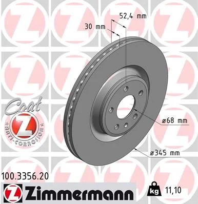 Stabdžių diskas ZIMMERMANN 100.3356.20
