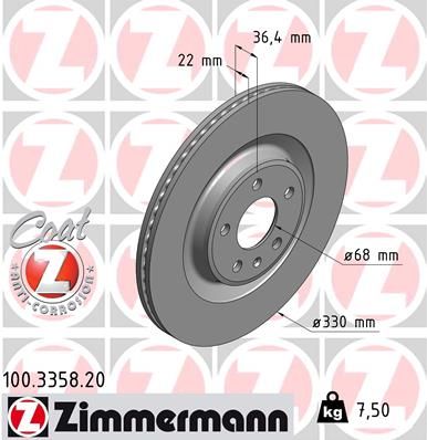 Stabdžių diskas ZIMMERMANN 100.3358.20