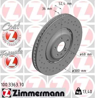 Stabdžių diskas ZIMMERMANN 100.3363.70
