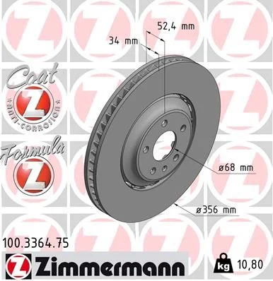 Stabdžių diskas ZIMMERMANN 100.3364.75