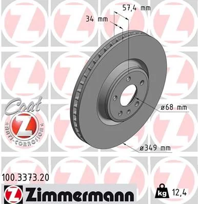 Stabdžių diskas ZIMMERMANN 100.3373.20
