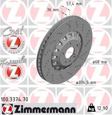 Stabdžių diskas ZIMMERMANN 100.3374.70