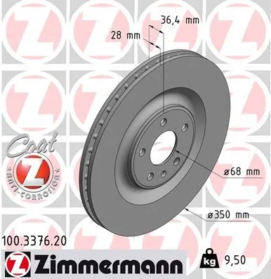 Stabdžių diskas ZIMMERMANN 100.3376.20