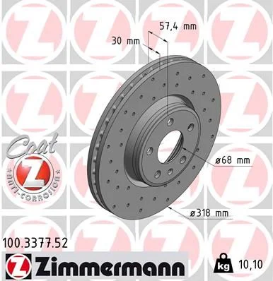 Stabdžių diskas ZIMMERMANN 100.3377.52