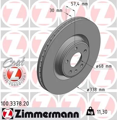Stabdžių diskas ZIMMERMANN 100.3378.20