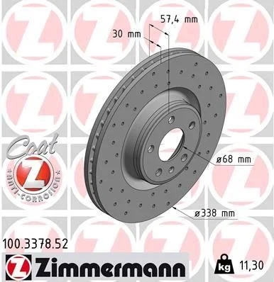 Stabdžių diskas ZIMMERMANN 100.3378.52