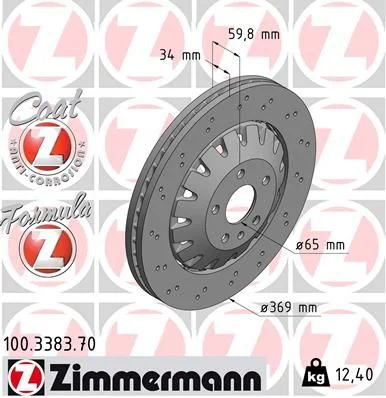 Stabdžių diskas ZIMMERMANN 100.3383.70