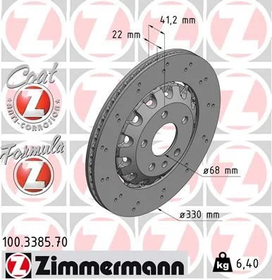 Stabdžių diskas ZIMMERMANN 100.3385.70