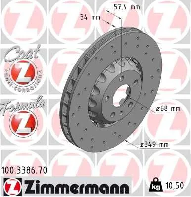 Stabdžių diskas ZIMMERMANN 100.3386.70