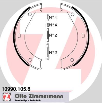 Комплект гальмівних колодок, стоянкове гальмо ZIMMERMANN 10990.105.8