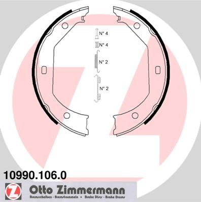 Комплект гальмівних колодок, стоянкове гальмо ZIMMERMANN 10990.106.0