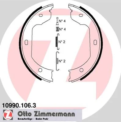 Stabdžių trinkelių komplektas, stovėjimo stabdis ZIMMERMANN 10990.106.3