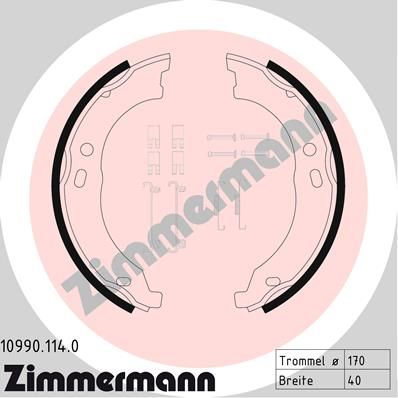 Комплект гальмівних колодок, стоянкове гальмо ZIMMERMANN 10990.114.0