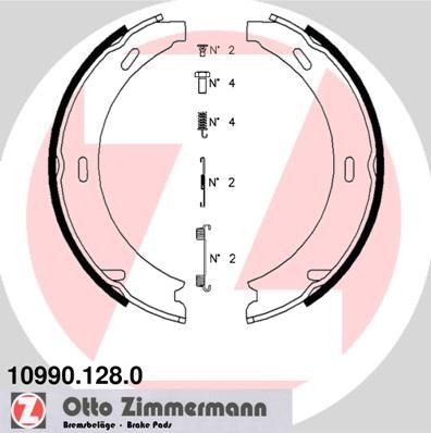 Комплект гальмівних колодок, стоянкове гальмо ZIMMERMANN 10990.128.0