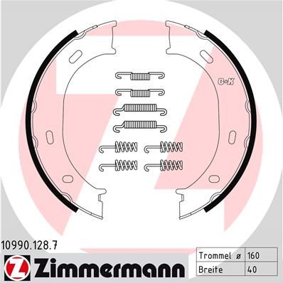 Комплект гальмівних колодок, стоянкове гальмо ZIMMERMANN 10990.128.7