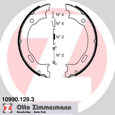 Stabdžių trinkelių komplektas, stovėjimo stabdis ZIMMERMANN 10990.129.3