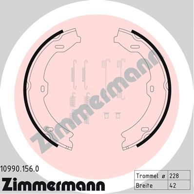 Комплект гальмівних колодок, стоянкове гальмо ZIMMERMANN 10990.156.0
