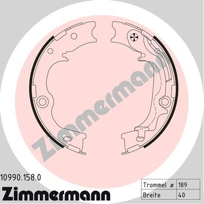 Комплект гальмівних колодок, стоянкове гальмо ZIMMERMANN 10990.158.0