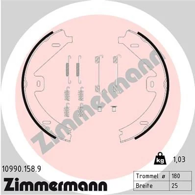 Brake Shoe Set, parking brake ZIMMERMANN 10990.158.9