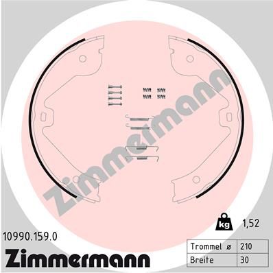 Комплект гальмівних колодок, стоянкове гальмо ZIMMERMANN 10990.159.0