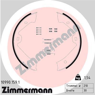 Комплект гальмівних колодок, стоянкове гальмо ZIMMERMANN 10990.159.1
