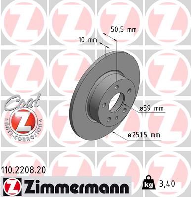 Brake Disc ZIMMERMANN 110.2208.20