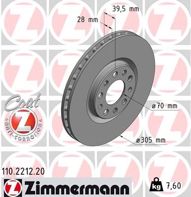 Stabdžių diskas ZIMMERMANN 110.2212.20