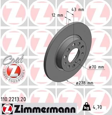 Stabdžių diskas ZIMMERMANN 110.2213.20