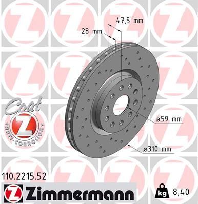 Brake Disc ZIMMERMANN 110.2215.52