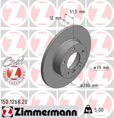 Stabdžių diskas ZIMMERMANN 150.1268.20